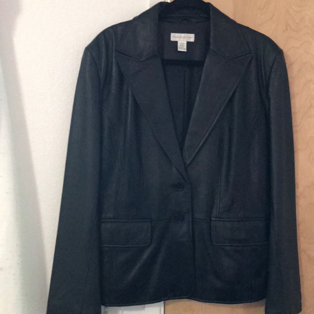 WORTHINGTON BLACK LEATHER BLAZER